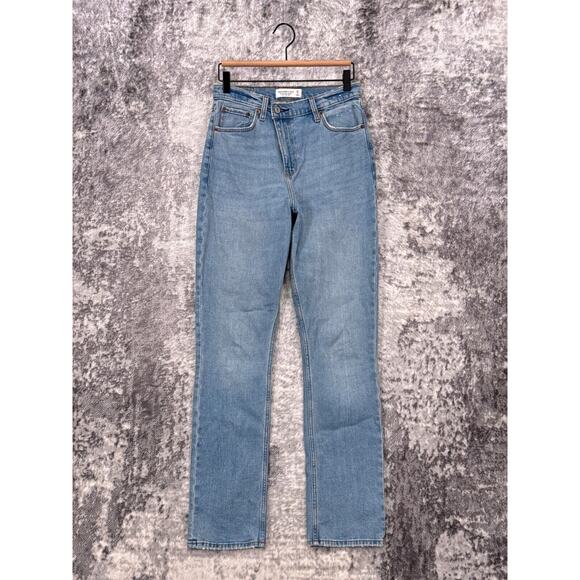 Abercrombie & Fitch Jeans 27 / 4 Womens 90s Slim Straight Cross Button Denim - Picture 1 of 7